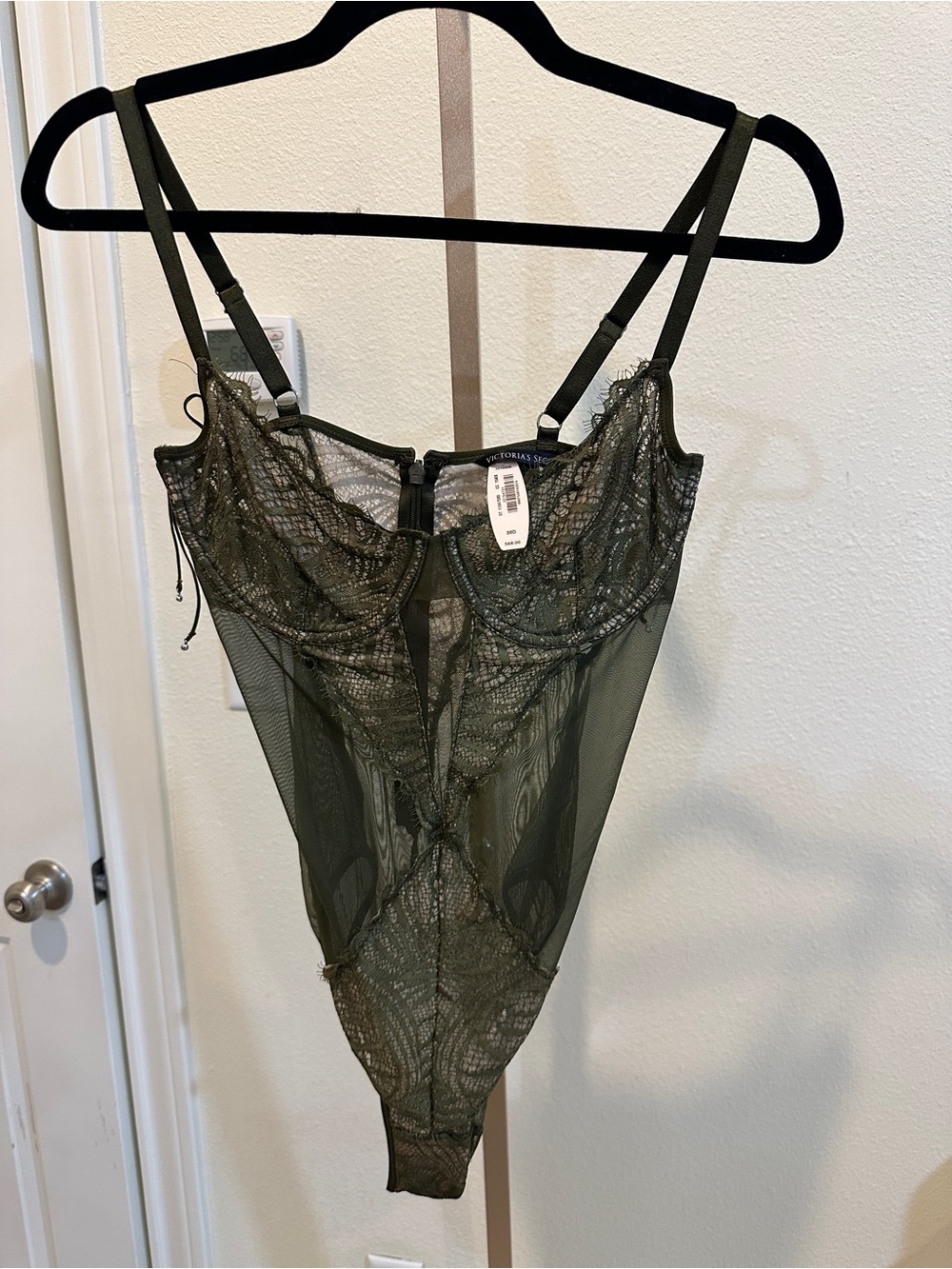 Victoria’s Secret 36D Olive Green Lace Teddy Bodysuit NWT